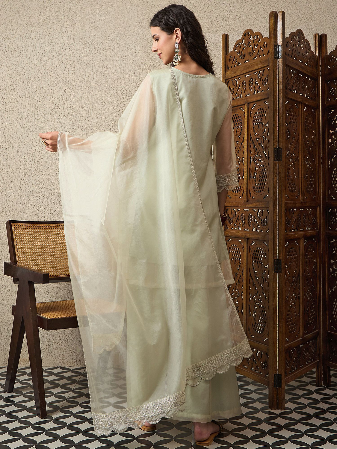 Image of AVANSHEE Women Kurta Palazzo Dupatta Set
