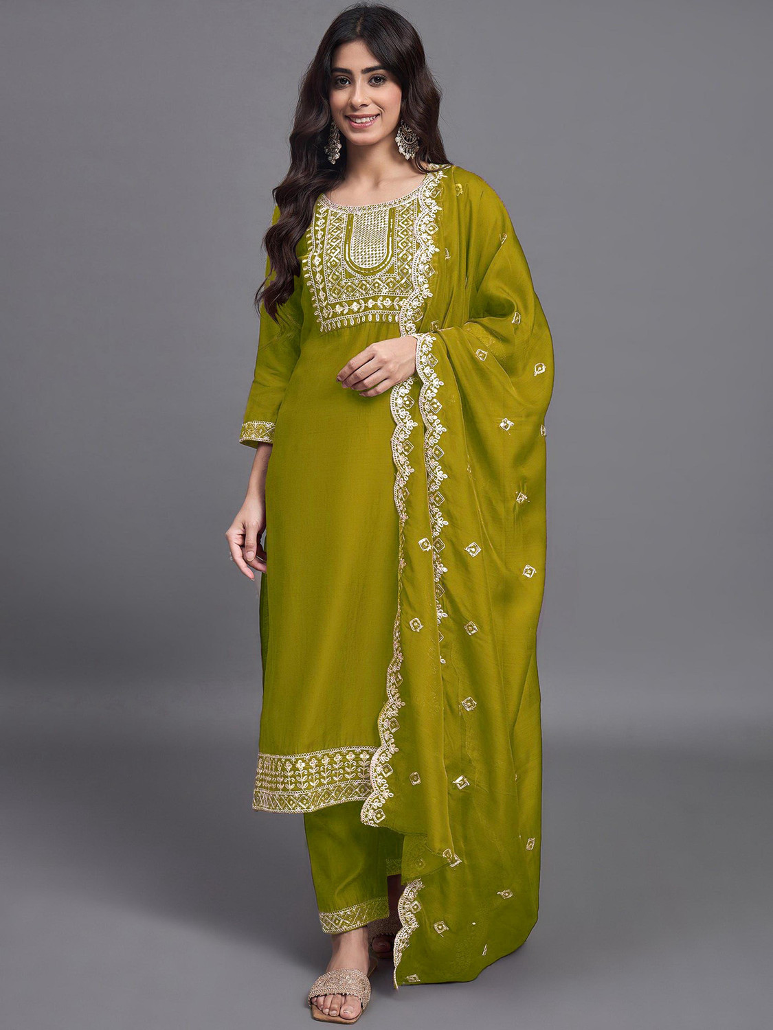 Image of Shree Ramkrishna Fab Women Kurti Pant Dupatta Set