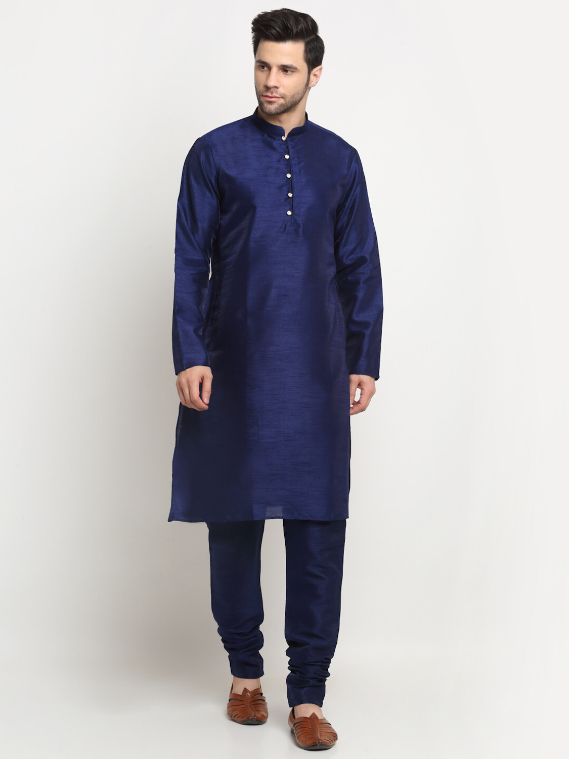 Image of kraft india Men Silk Blend Kurta Pyjama Ethnic Jacket Set