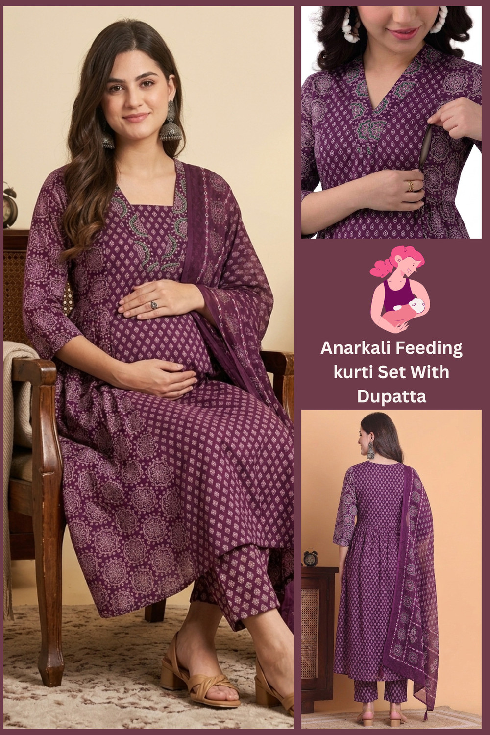 Image of Assume Fab Women Kurta Pant Dupatta Set