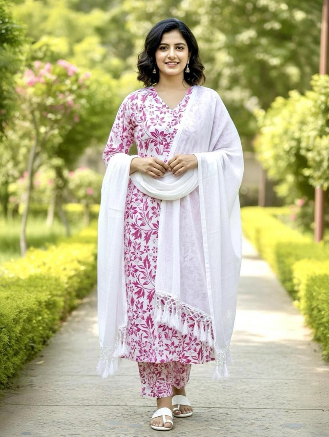 Image of RICF ROYALS INDIA FASHION COLLECTION Women Kurti Palazzo Dupatta Set