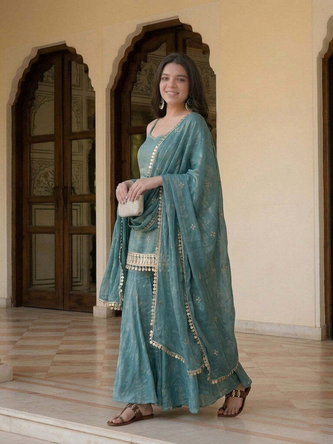 Image of kapadiya fab Women Kurta Sharara Dupatta Set