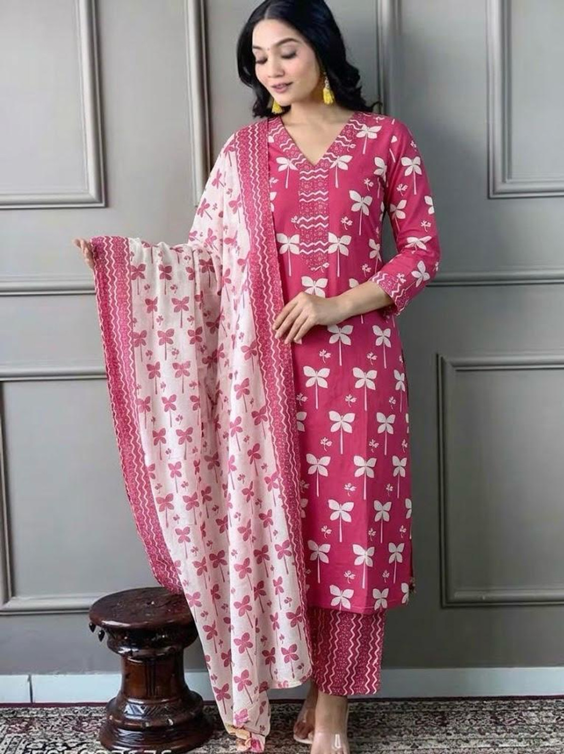 Image of RICF ROYALS INDIA FASHION COLLECTION Women Kurti Pant Dupatta Set