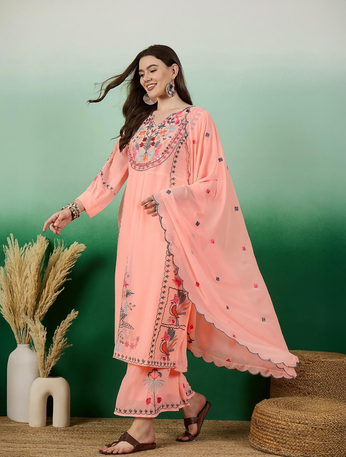 Image of Divastri Women Kurta Palazzo Dupatta Set