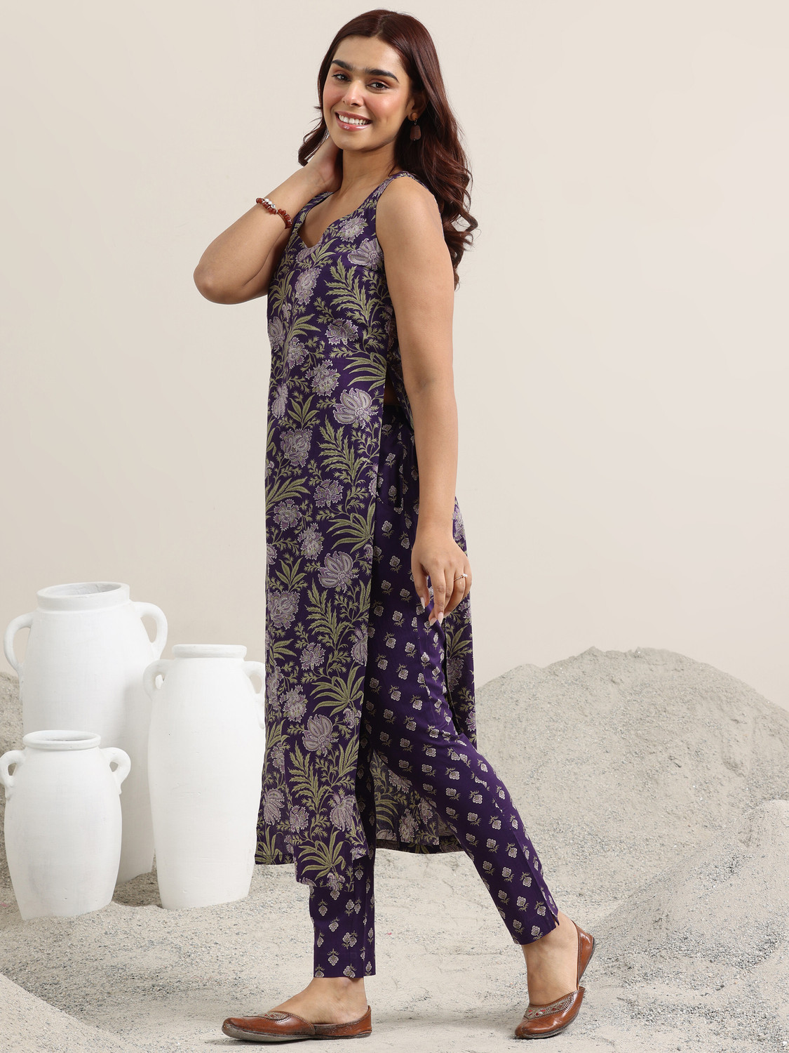 Image of LIBAS Women Cotton Blend Kurta Pant Dupatta Set