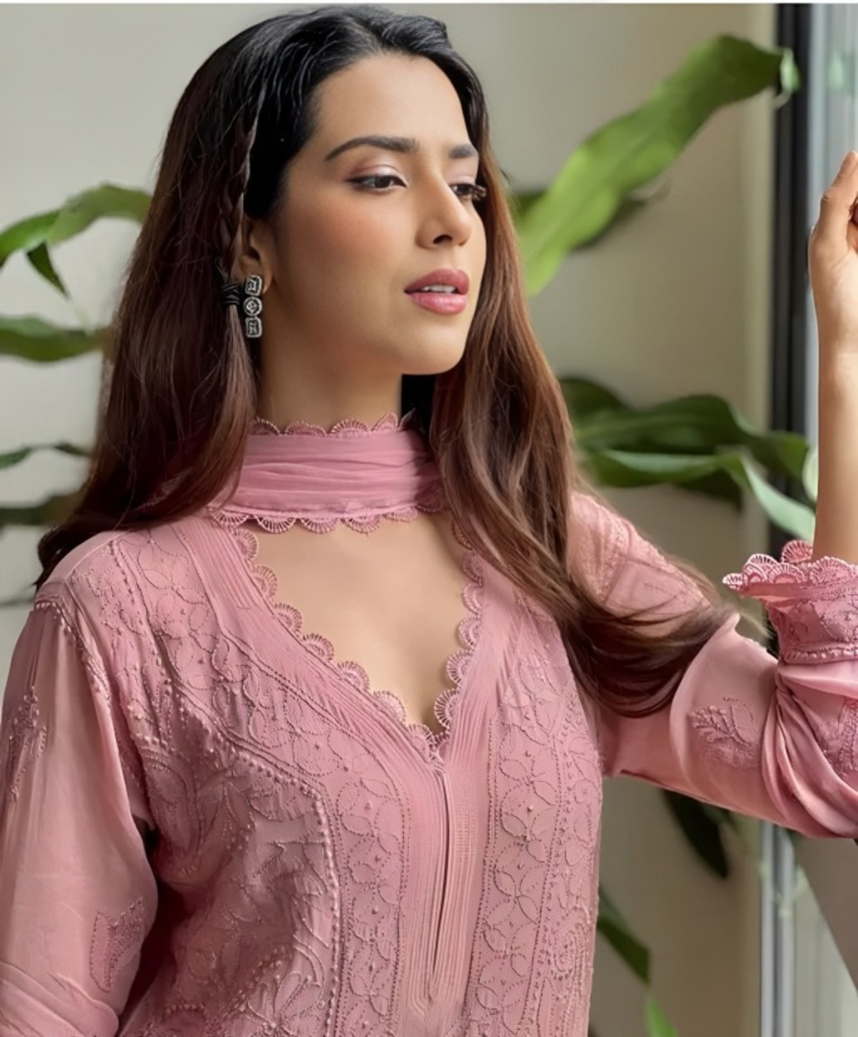 Image of S B Senjaliya Solid Kurta, Palazzo & Dupatta Set