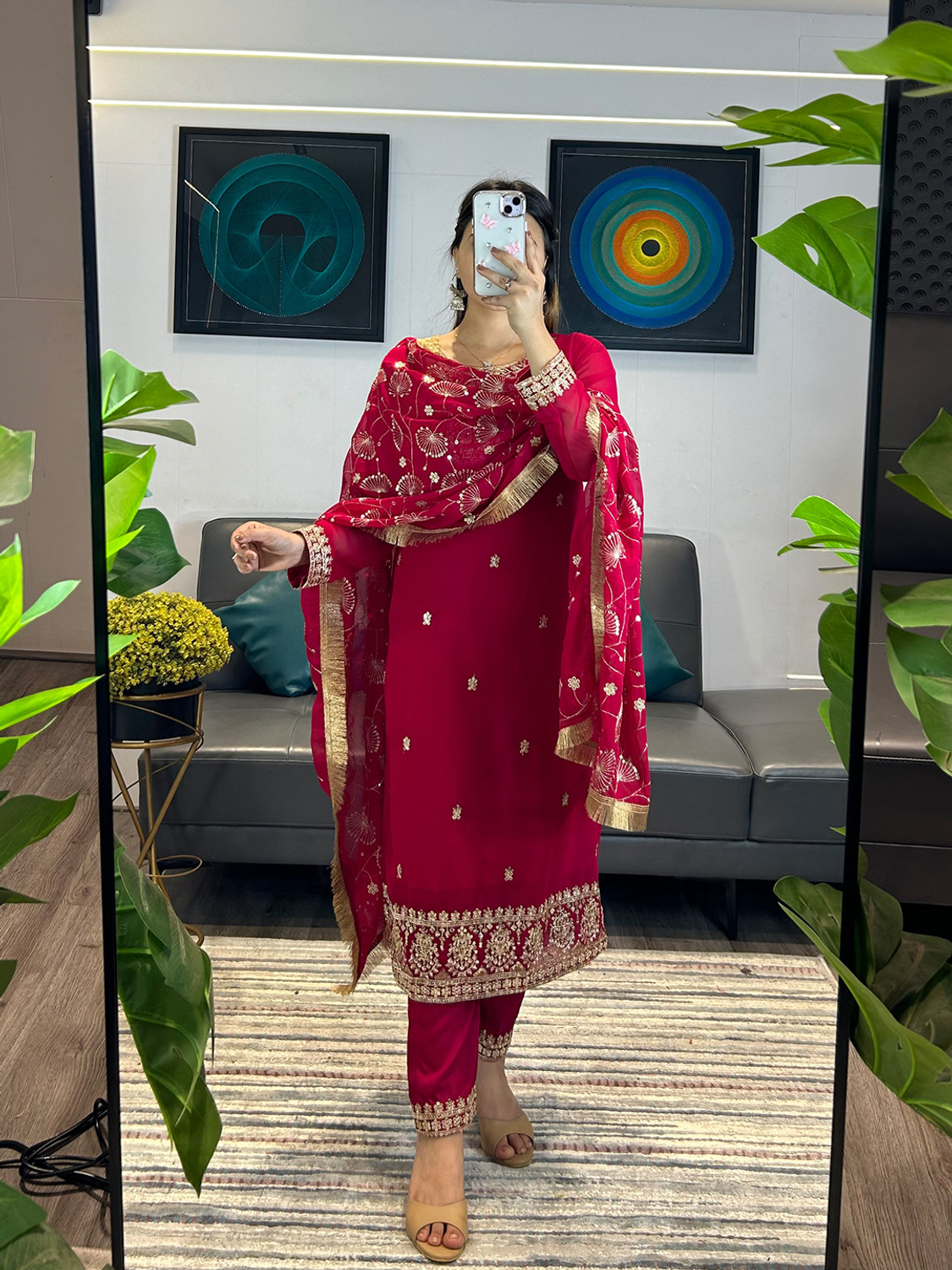 Image of Trijal Fab Women Kurta Pant Dupatta Set