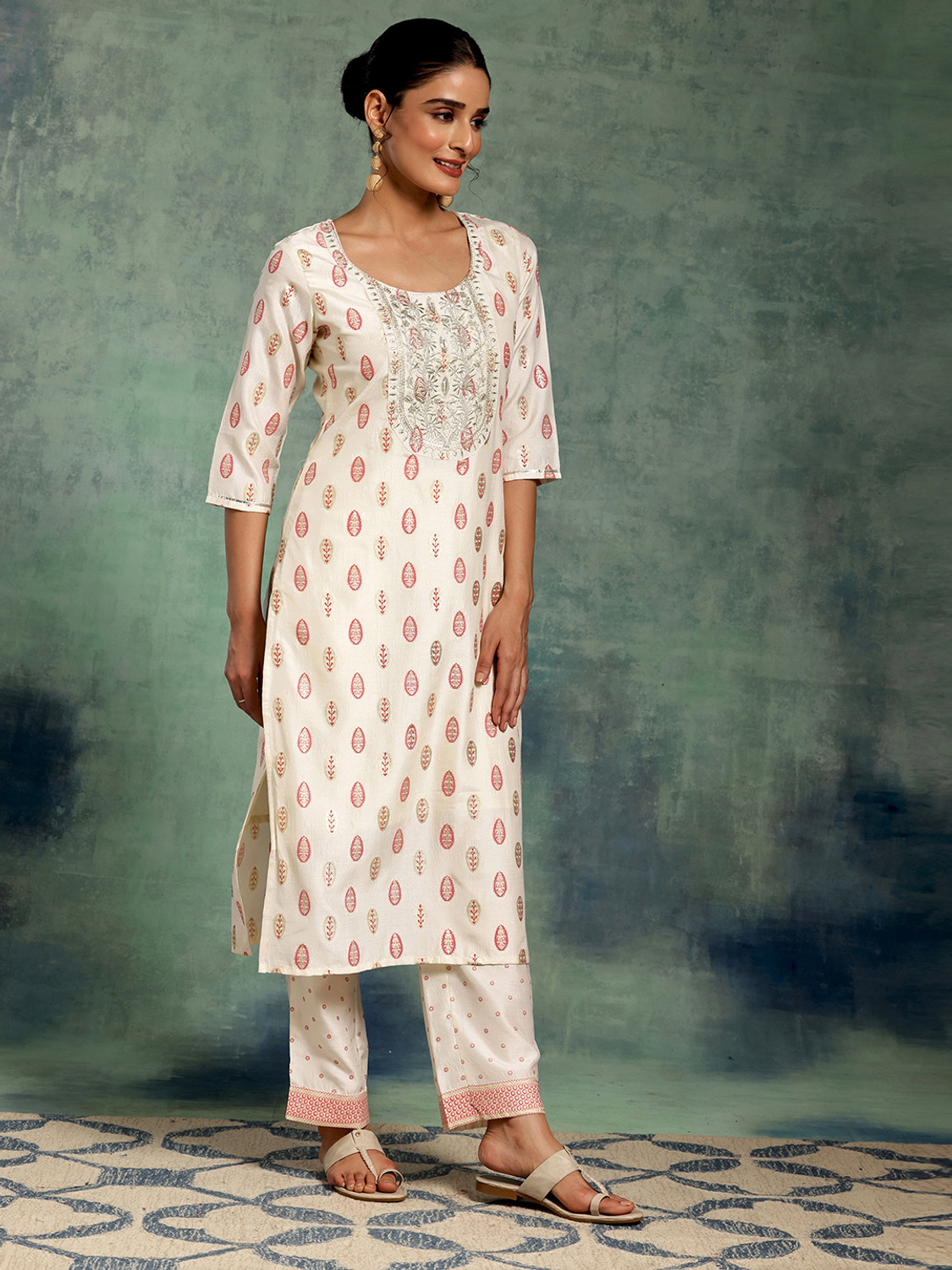 Image of LIBAS Women Kurta Palazzo Dupatta Set