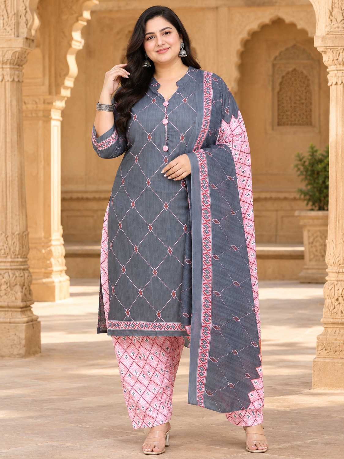 Image of Merira Women Cotton Blend Kurta Patiala Dupatta Set