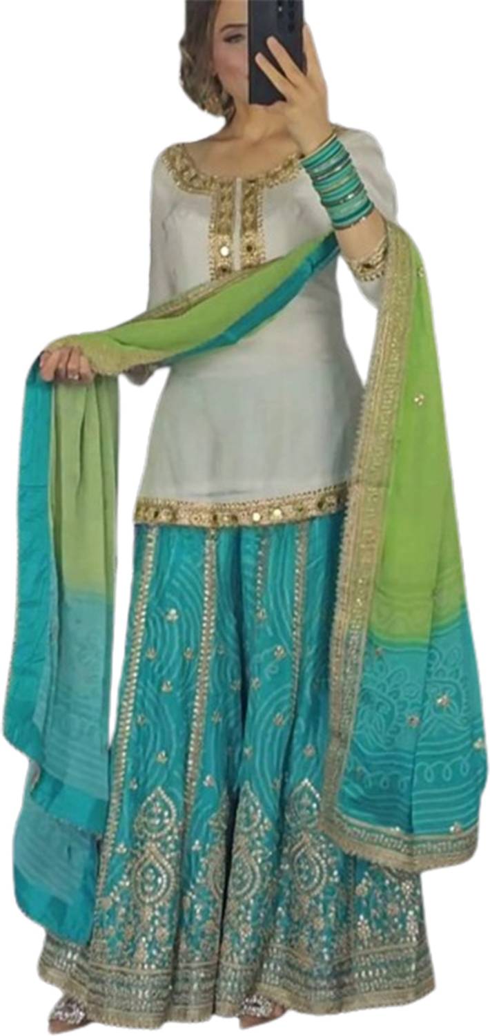 ADOLTEXTILE Embroidered Stitched Lehenga & Crop Top