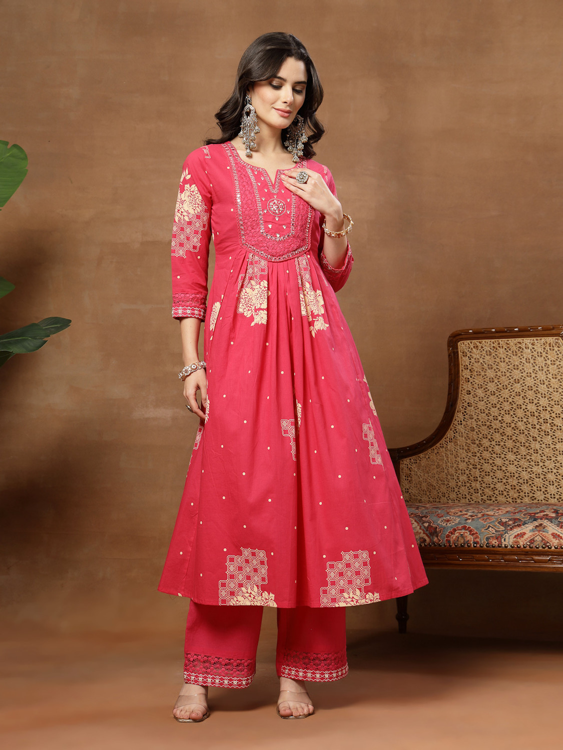 Image of KIMAYRA Women Kurta Palazzo Dupatta Set