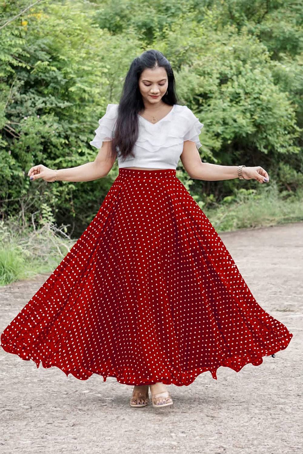 3Buddy Fashion Polka Print Stitched Lehenga Choli
