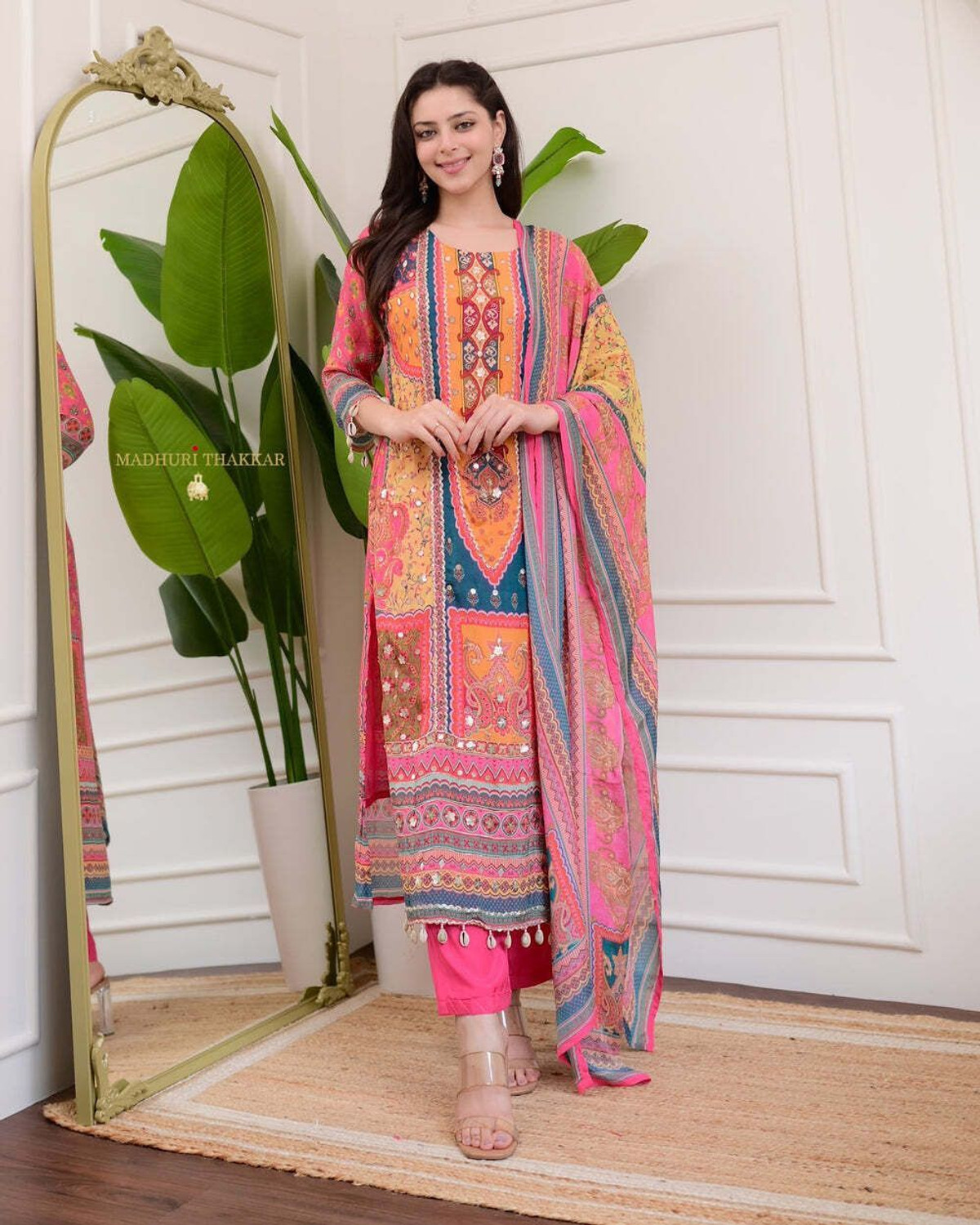 Image of KRISHNAAPPARELS Women Kurta Pant Dupatta Set