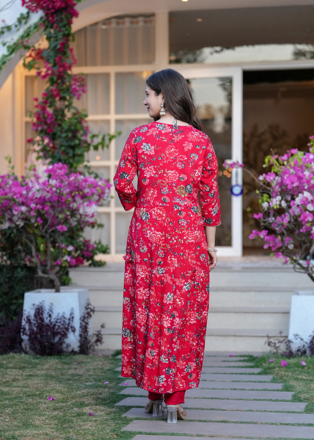 Image of TOULIN FAB Floral Print Kurta, Trouser /Pant & Dupatta Set
