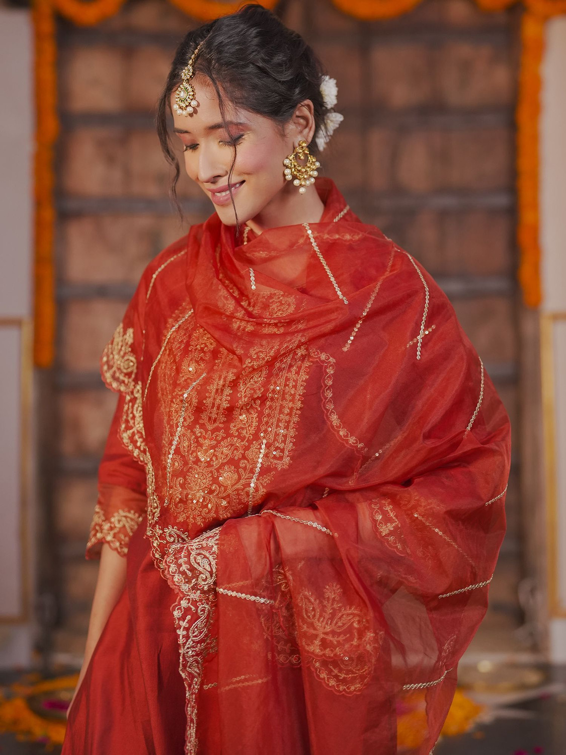 Image of Indo Era Women Kurta Pant Dupatta Set