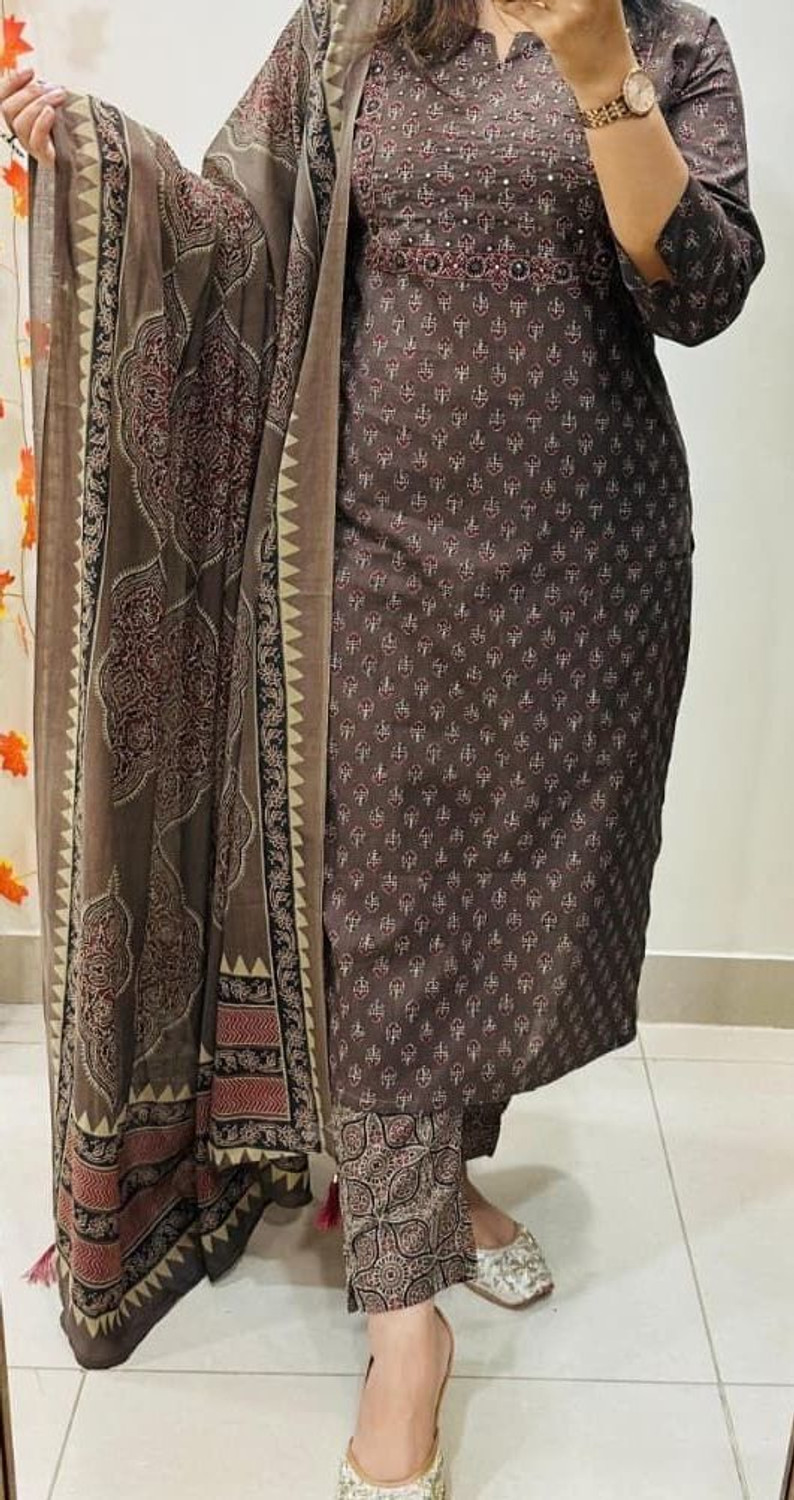 Image of FIONAL Women Kurta Pant Dupatta Set