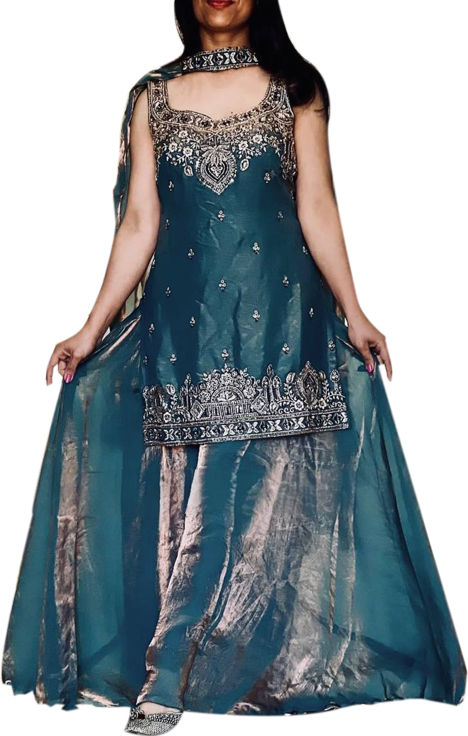 Image of IYALAFAB Women Ethnic Top Dhoti Pant Dupatta Set