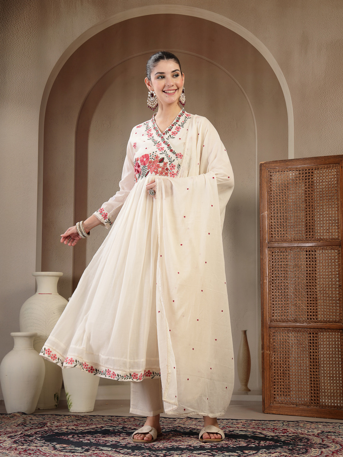 Image of Gulmohar Jaipur Women Kurta Palazzo Dupatta Set