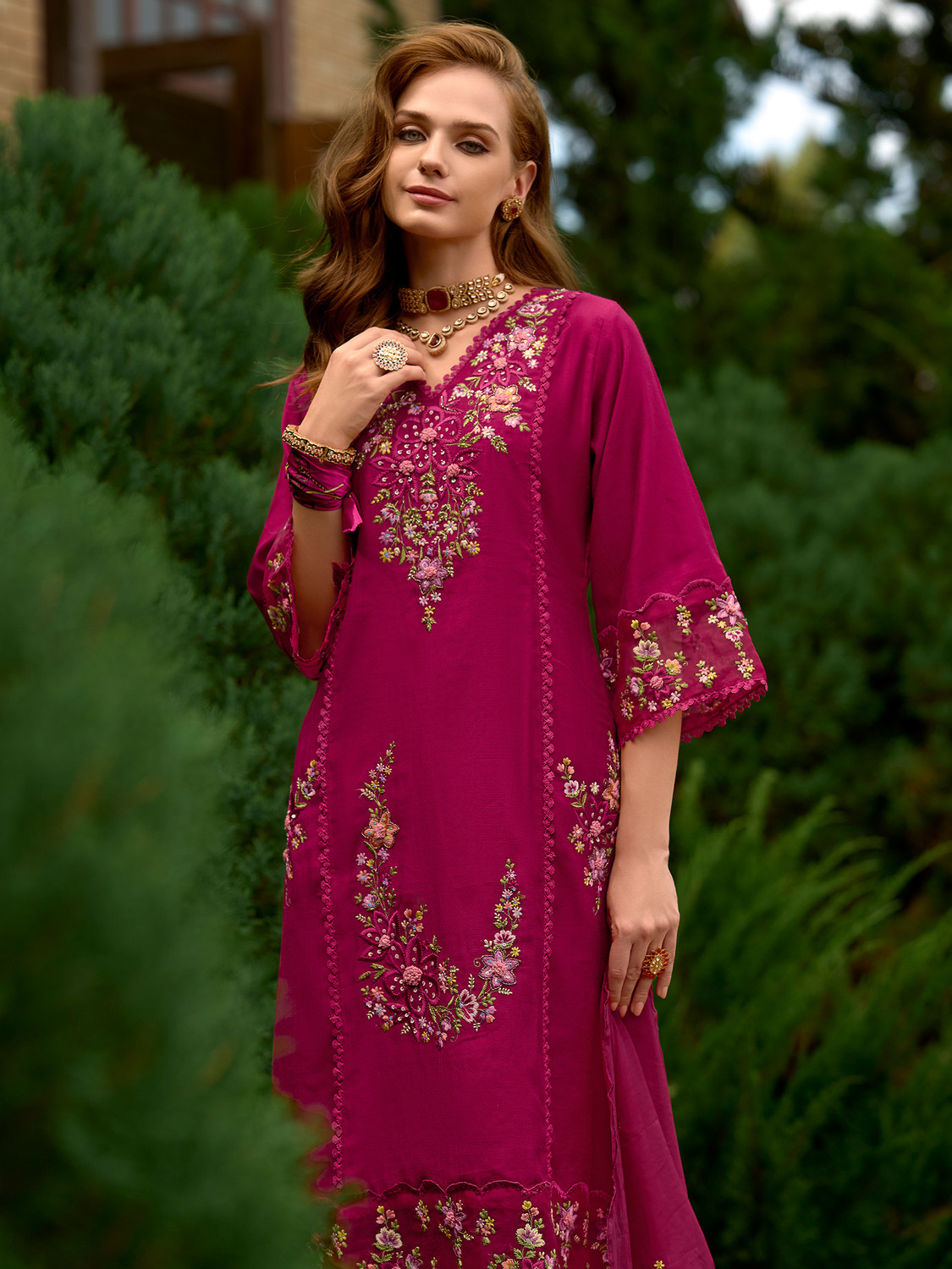 Image of Indo Era Women Kurta Pant Dupatta Set