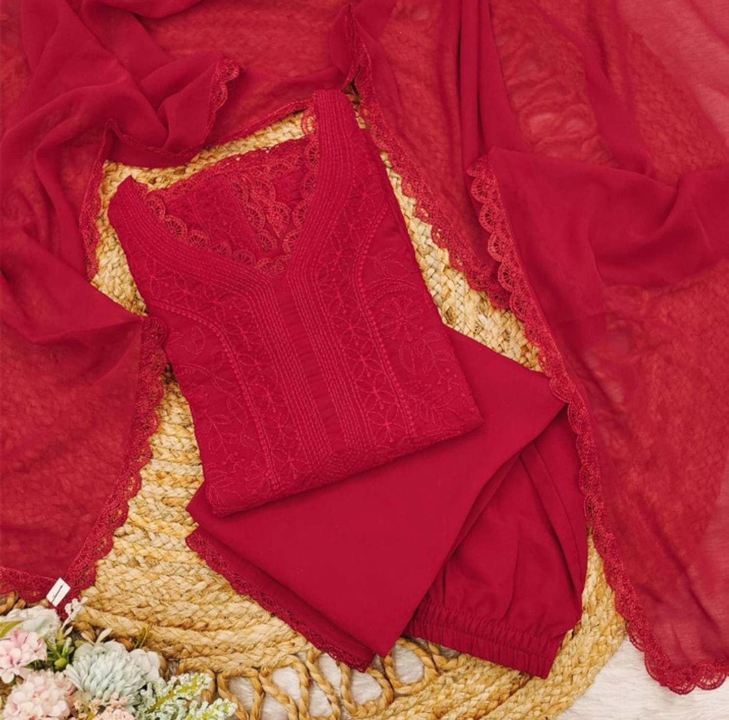 Image of SB EXIM Women Kurta Palazzo Dupatta Set