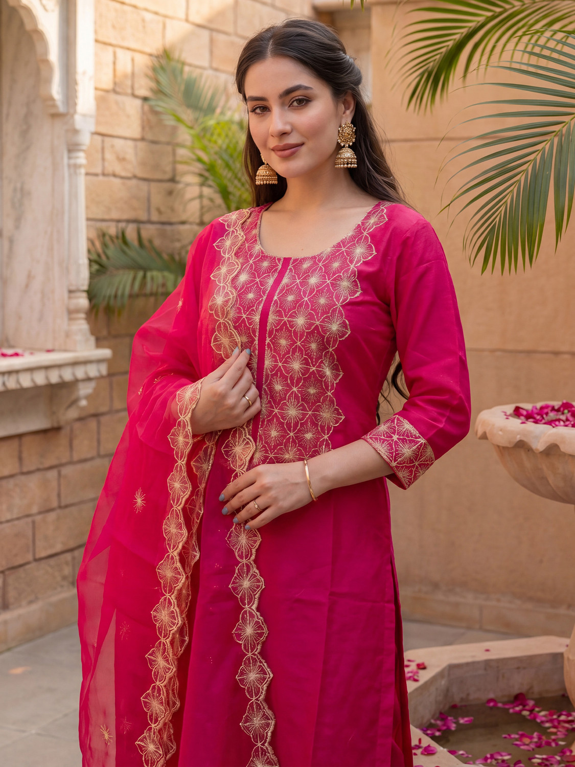 Image of Indo Era Women Kurta Pant Dupatta Set