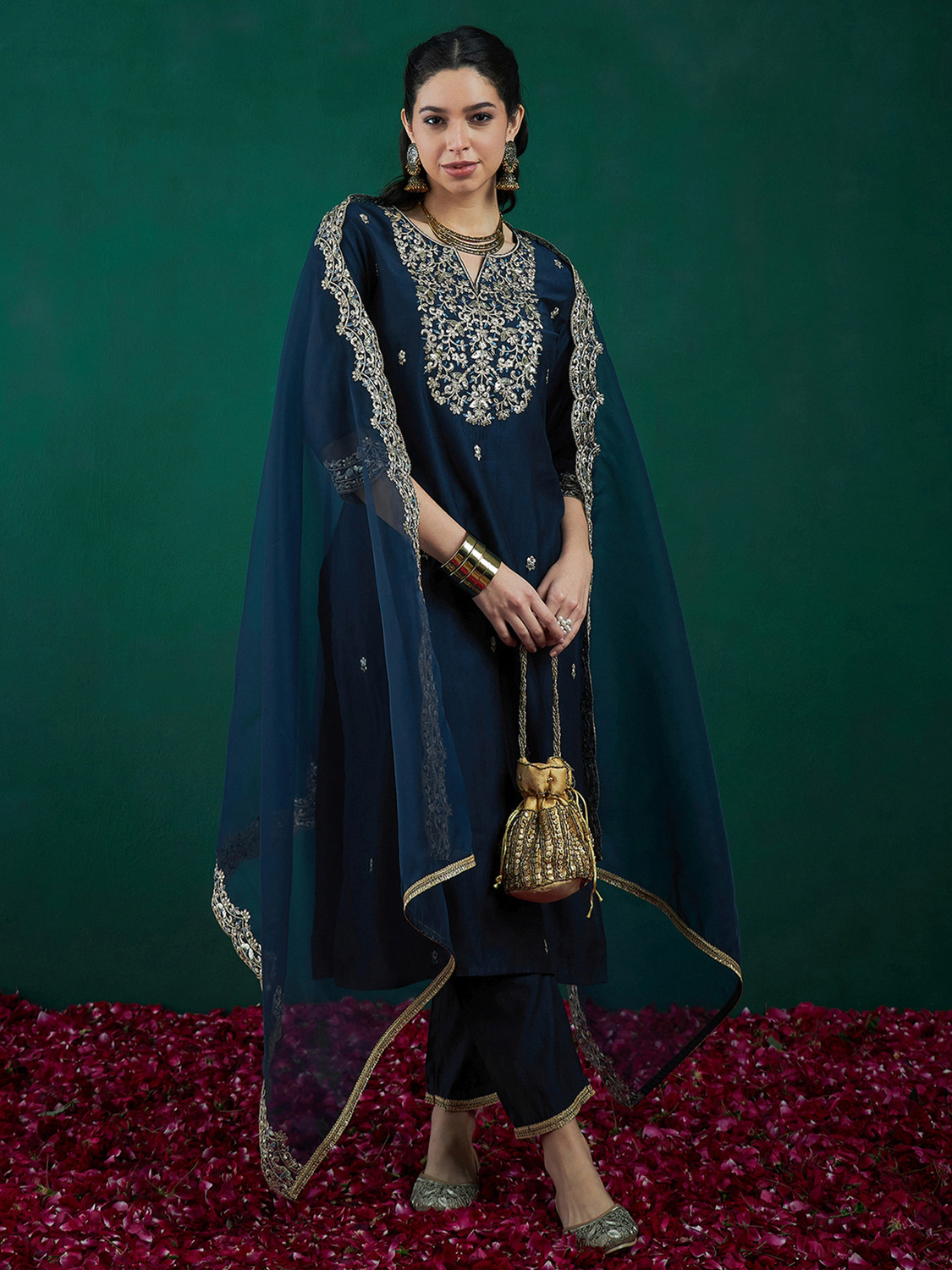 Image of Indo Era Women Kurta Pant Dupatta Set