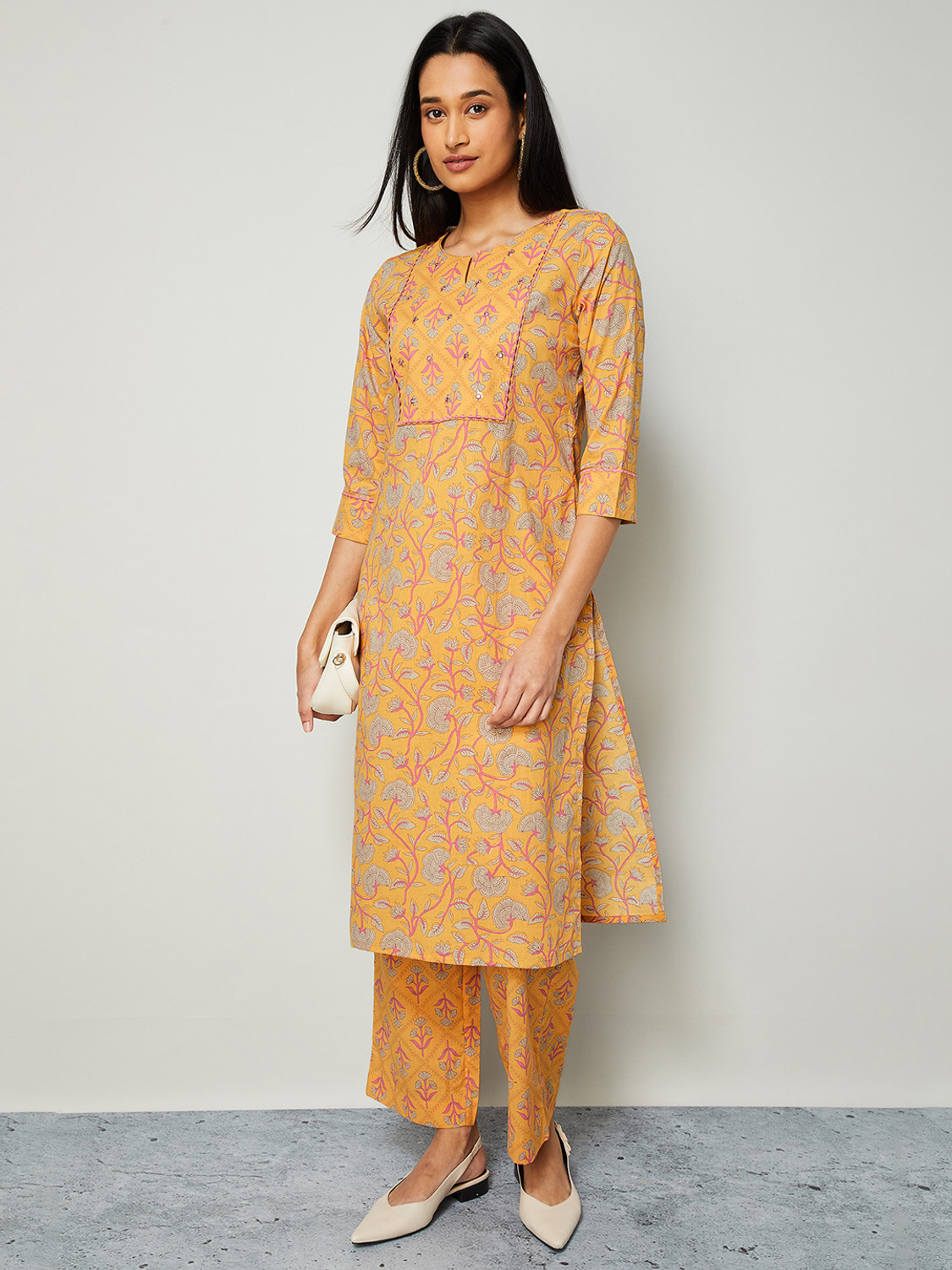 Image of Melange by Lifestyle Women Kurta Palazzo Dupatta Set