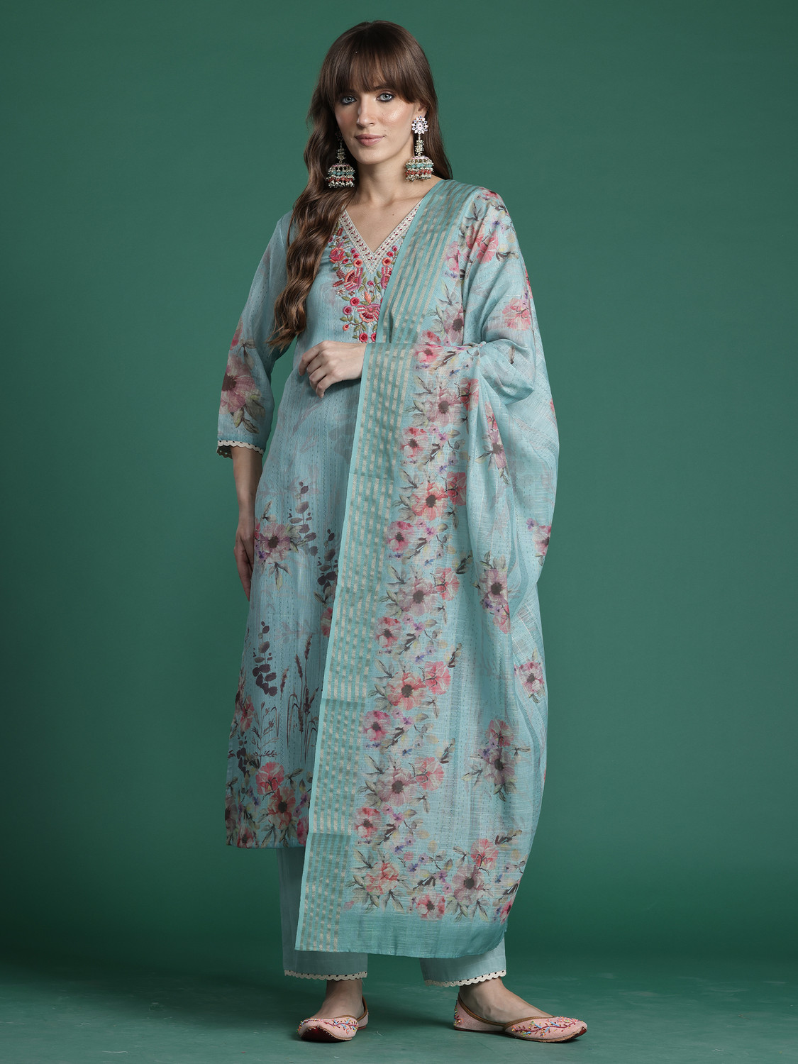 Image of Indo Era Women Kurta Pant Dupatta Set