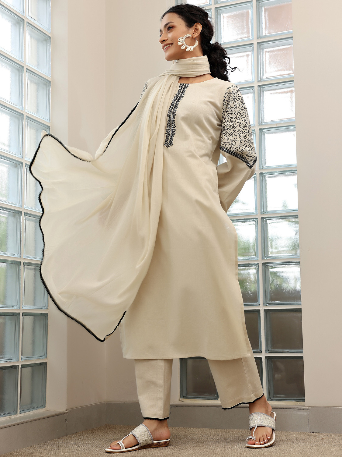 Image of LIBAS Women Kurta Palazzo Dupatta Set