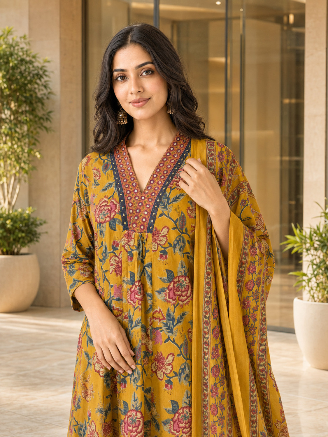 Image of VAANEEP Women Kurta Palazzo Dupatta Set