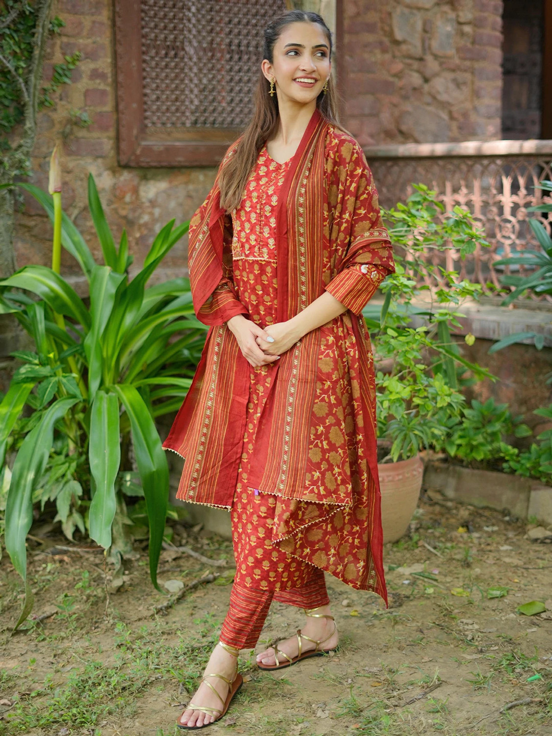 Image of LIBAS Women Kurta Palazzo Dupatta Set