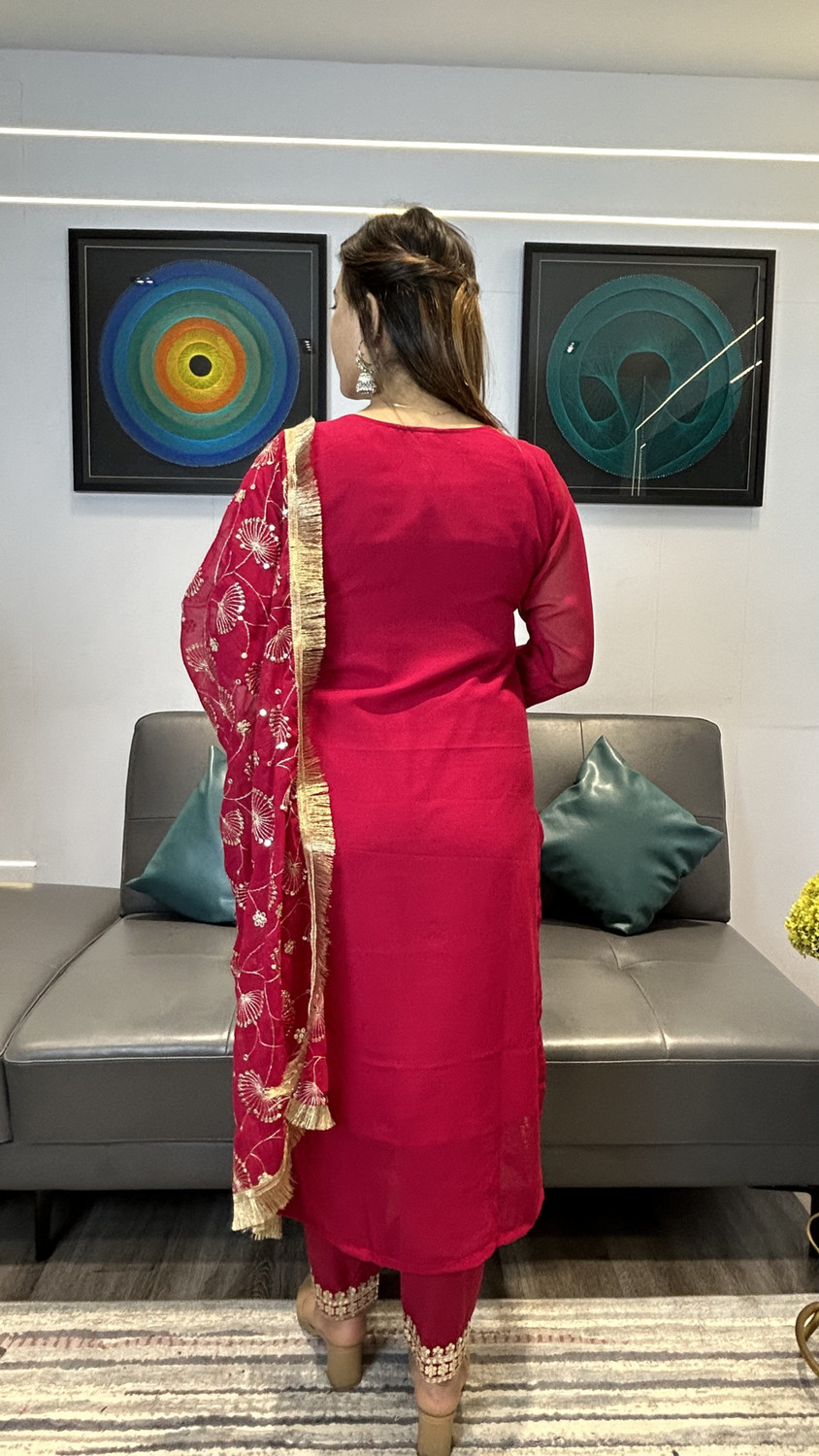 Image of Trijal Fab Women Kurta Pant Dupatta Set