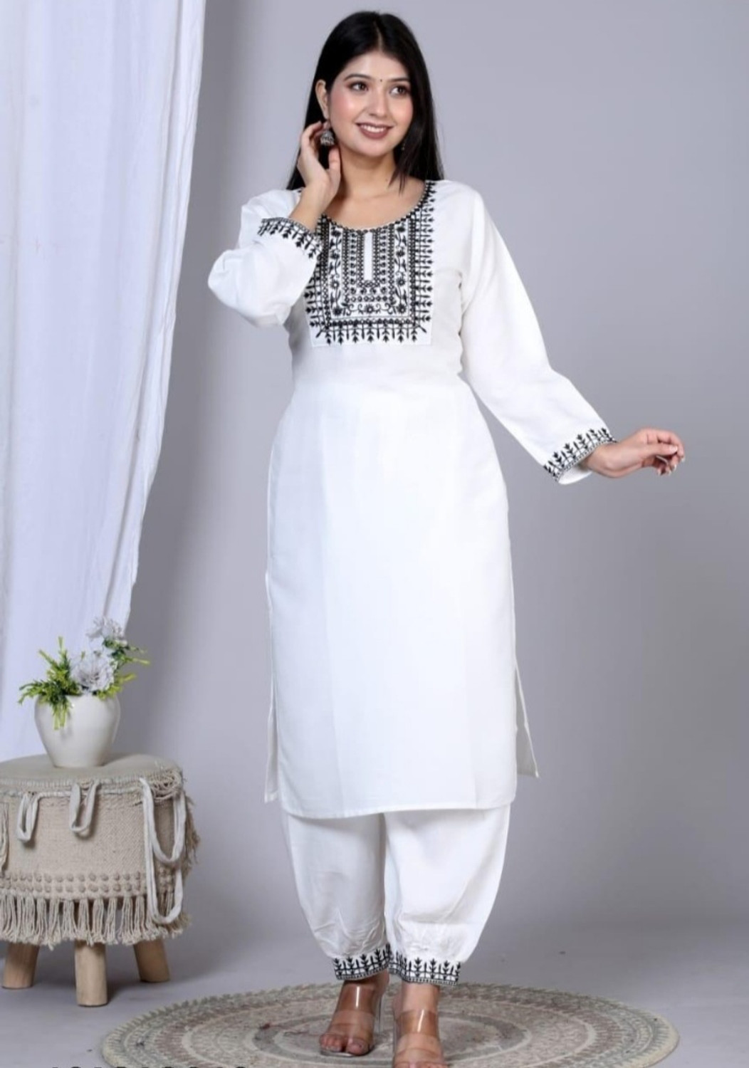 Image of MKCD FASHION Women Viscose Rayon Kurta Palazzo Dupatta Set
