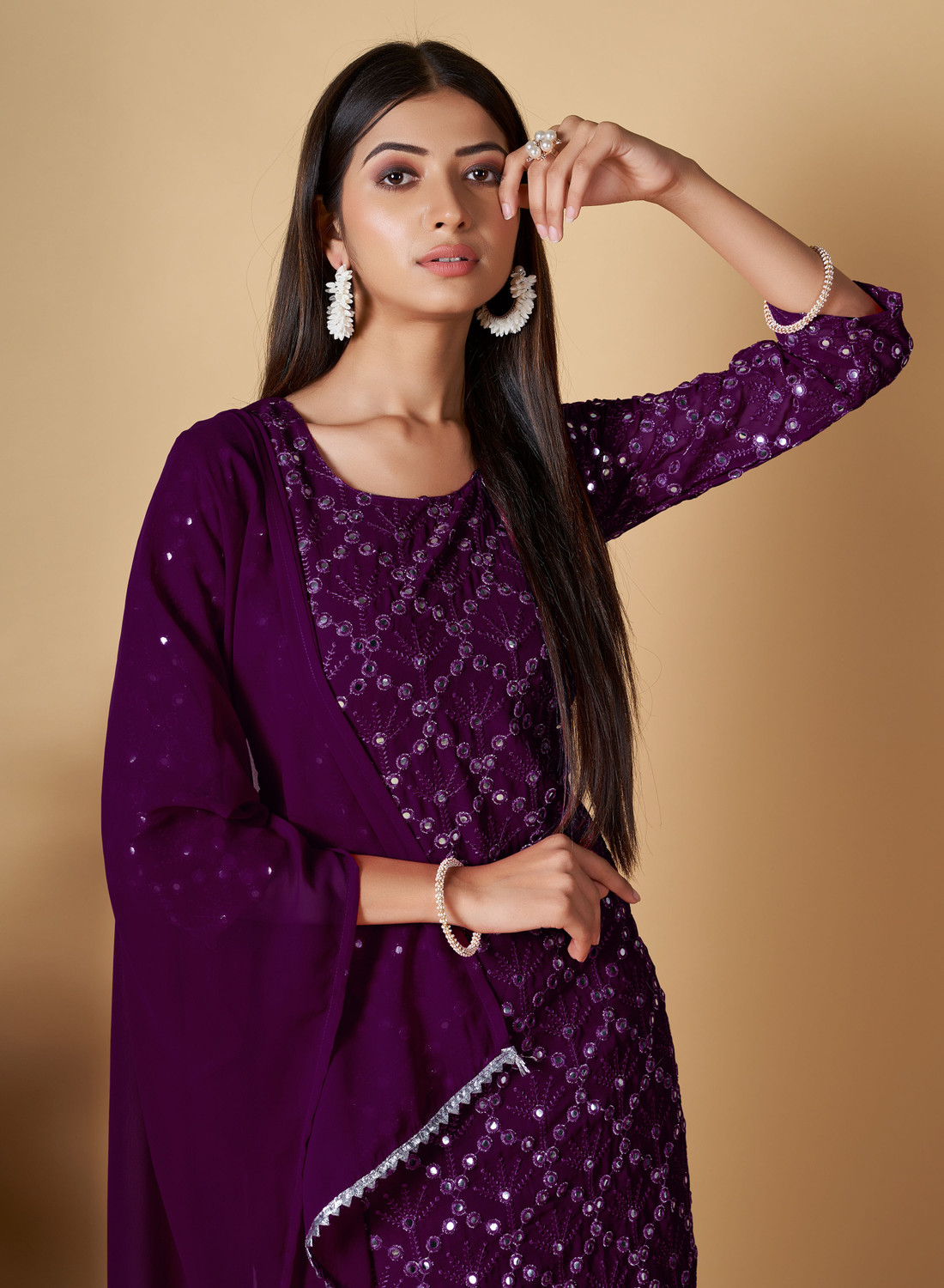 Image of Balveer Creation Women Kurta Sharara Dupatta Set