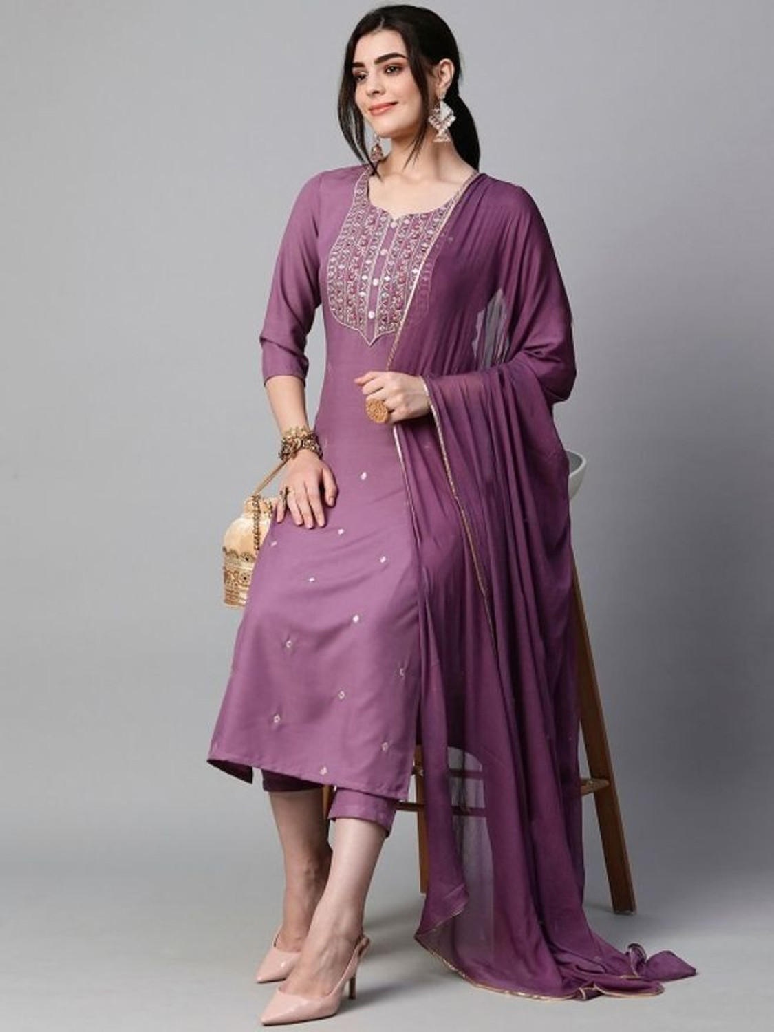 Image of Zinariya Fab Women Kurta Pant Dupatta Set