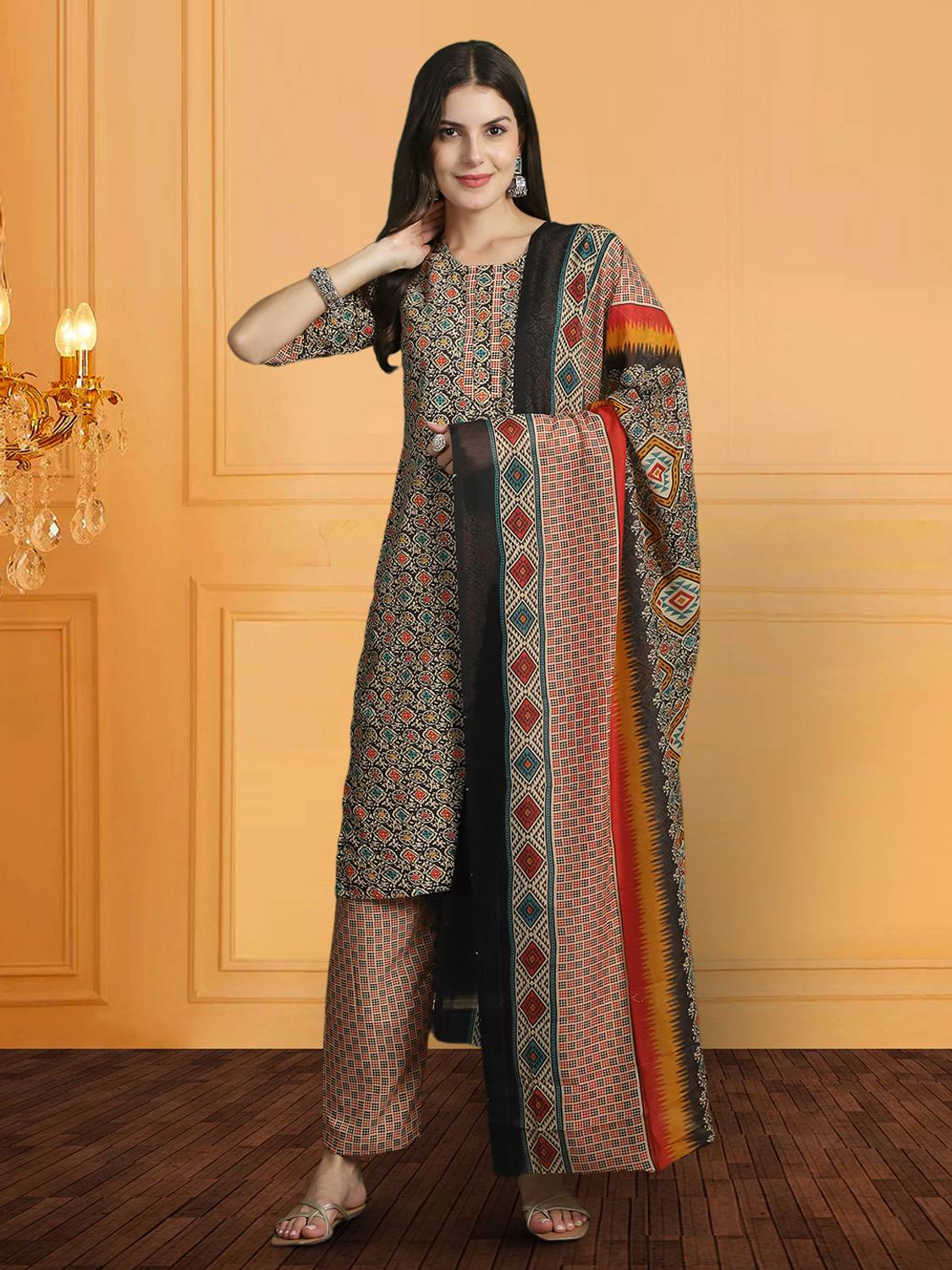 7Threads Women Kurti Pant Dupatta Set