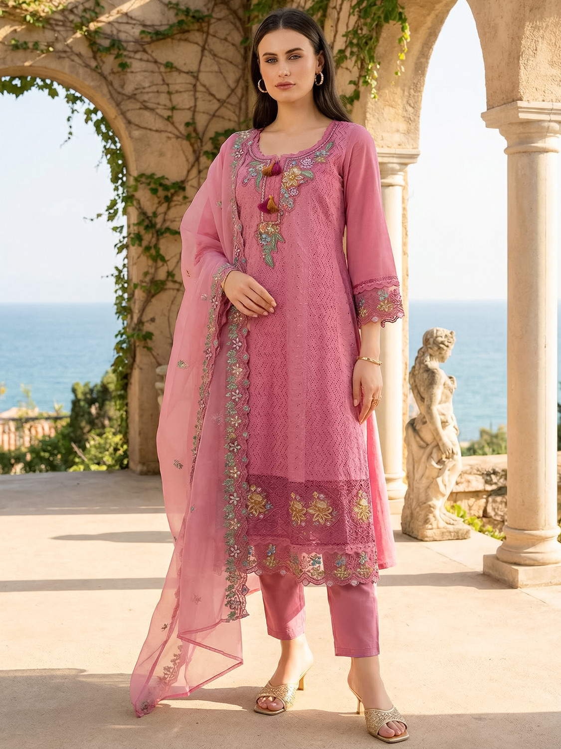 Image of Indo Era Women Kurta Pant Dupatta Set