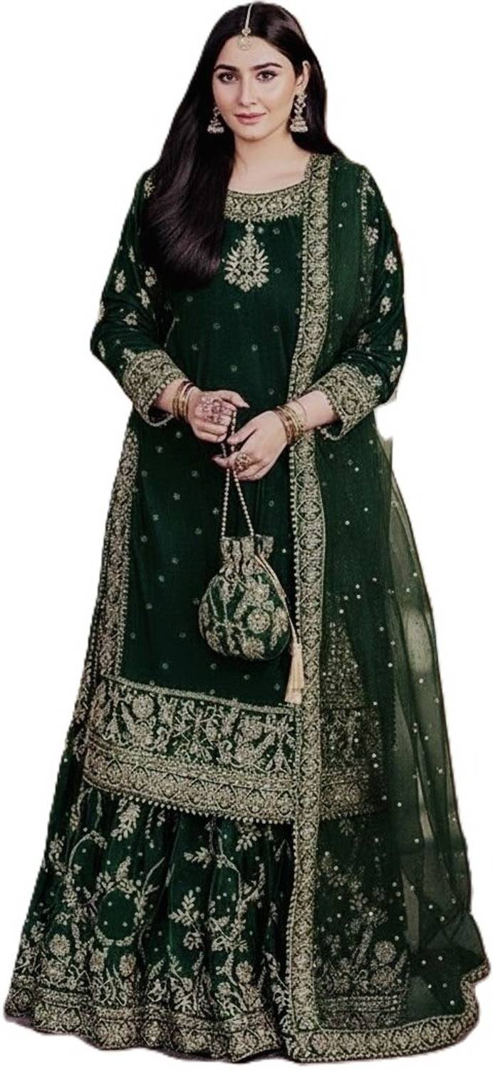 BYRI Women Kurti Sharara Dupatta Set