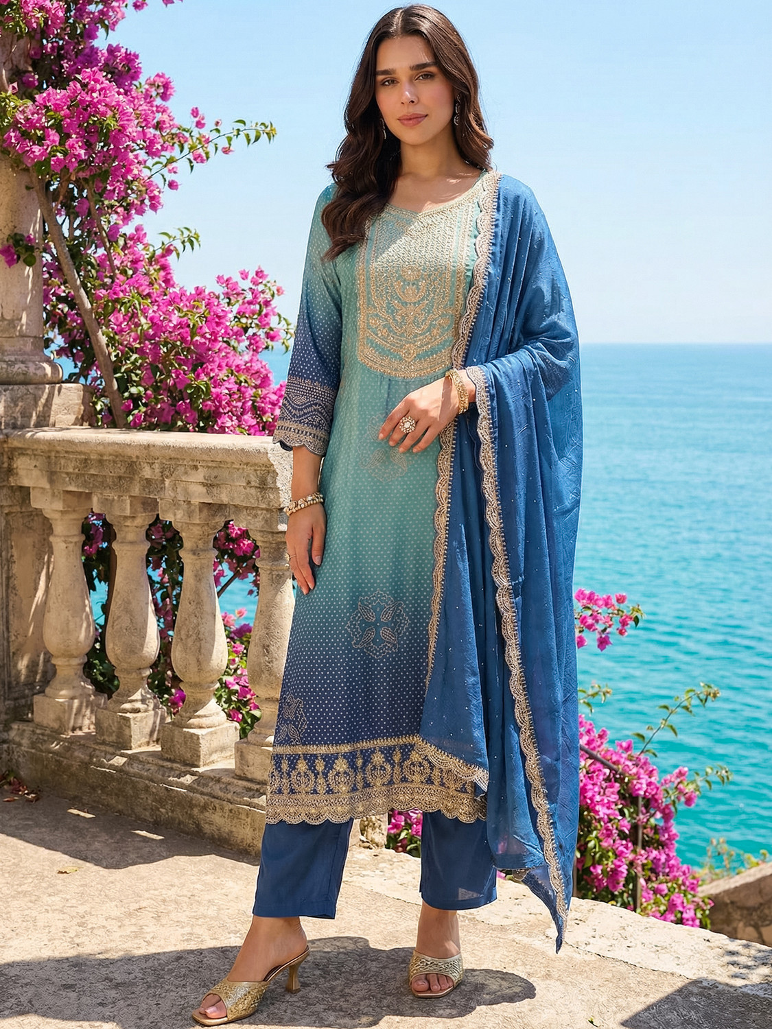 Image of Indo Era Women Kurta Pant Dupatta Set