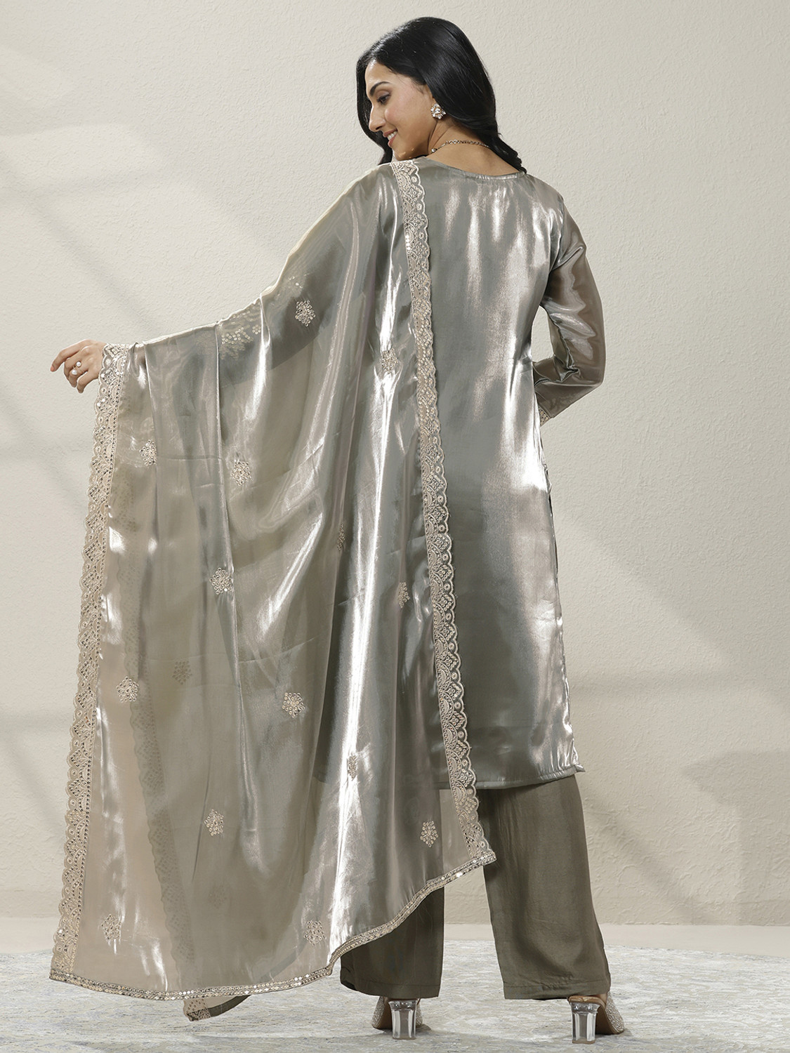 Image of LIBAS Women Silk Blend Kurta Pant Dupatta Set