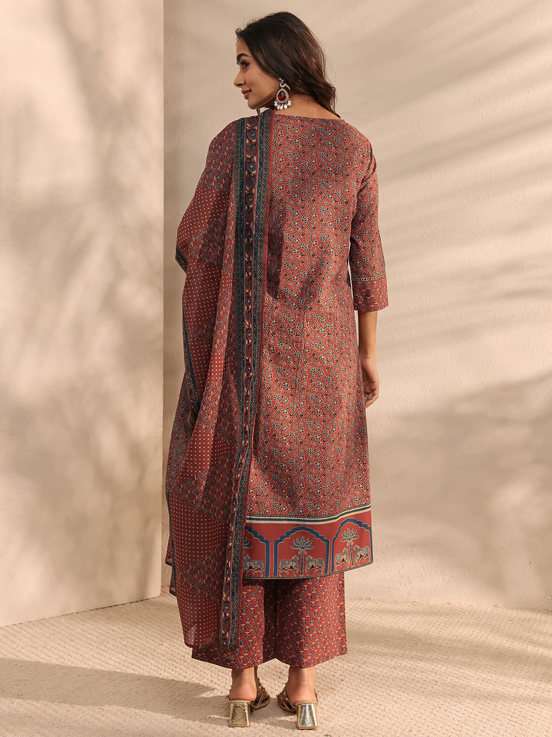 Image of LIBAS Women Kurta Palazzo Dupatta Set