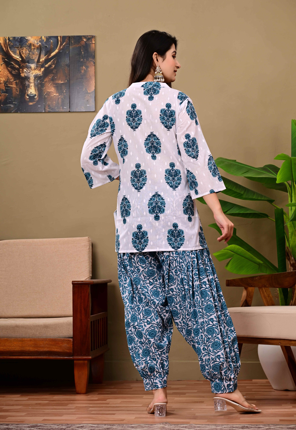 Image of flamingo blue Women Kurta Patiala Set