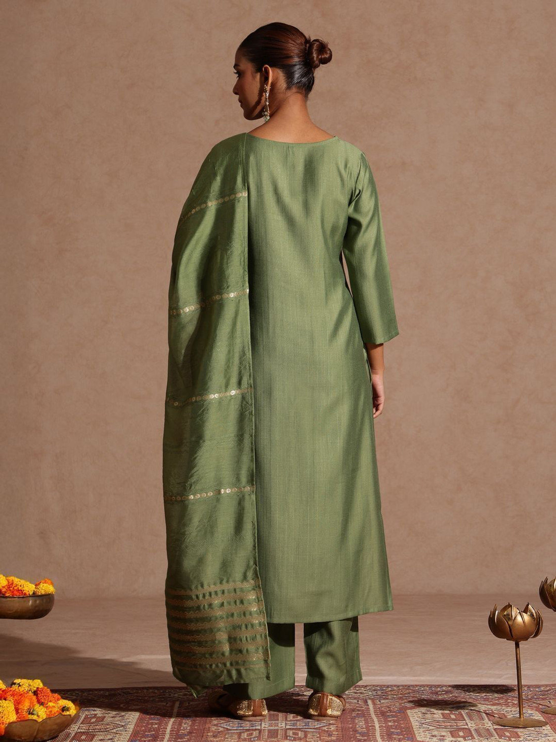 Image of Janasya Women Kurti Pant Dupatta Set