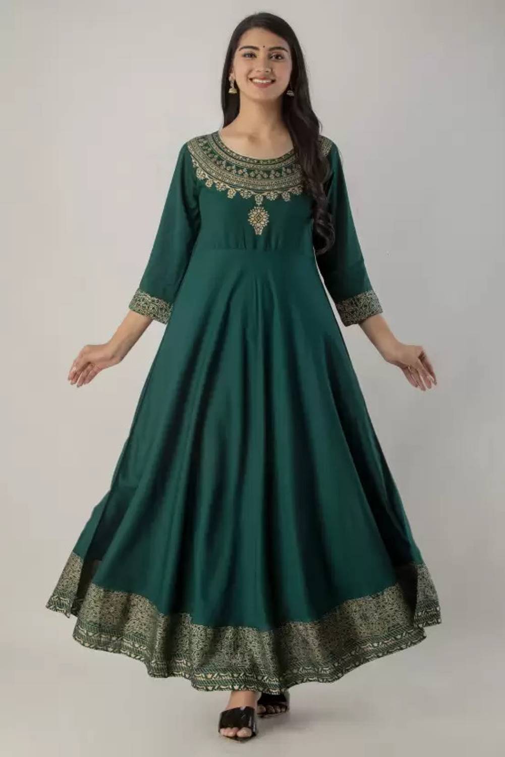 SkyAsia Women Printed Cotton Blend Anarkali Kurta With Attached D
