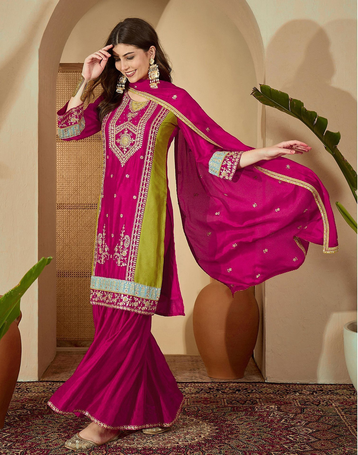 Image of Skylee Women Kurta Sharara Dupatta Set