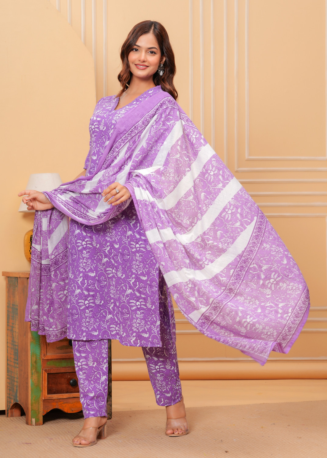 Image of Lamba Creations Women Kurti Pant Dupatta Set