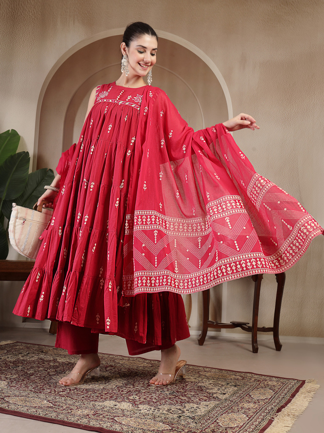 Image of KIMAYRA Women Kurta Palazzo Dupatta Set