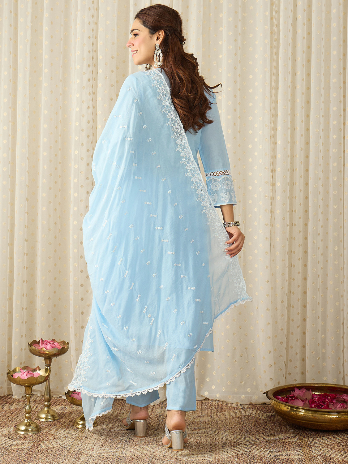 Image of Indo Era Women Kurta Pant Dupatta Set