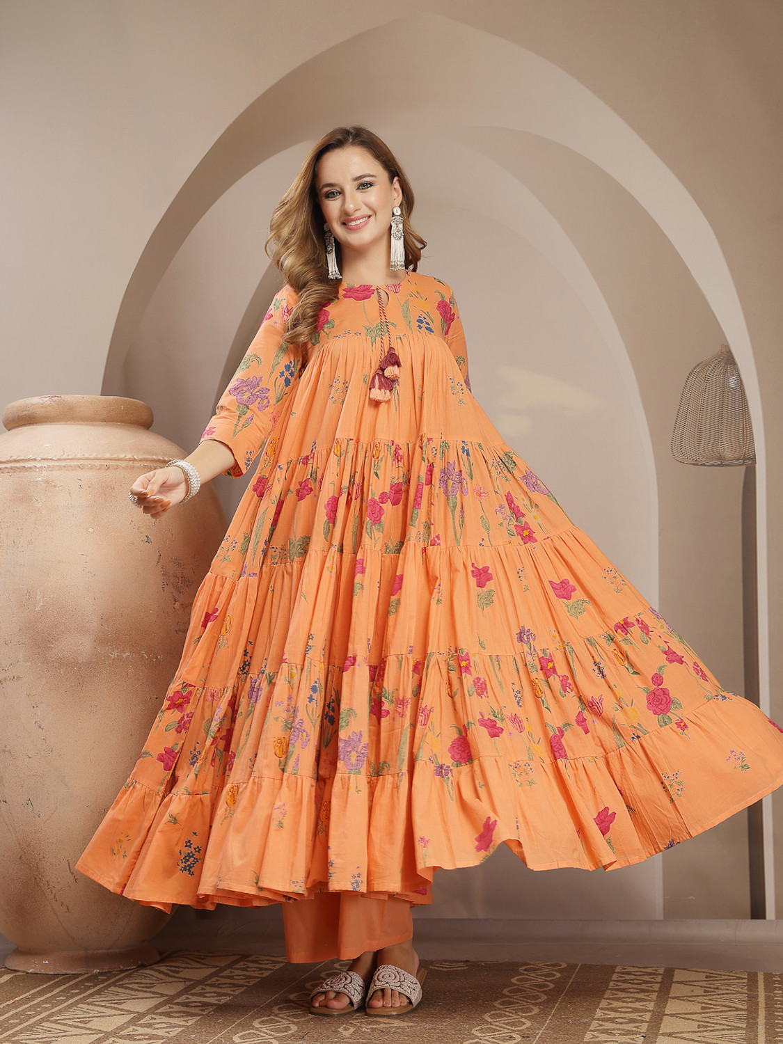 Image of Gulmohar Jaipur Women Kurta Palazzo Dupatta Set