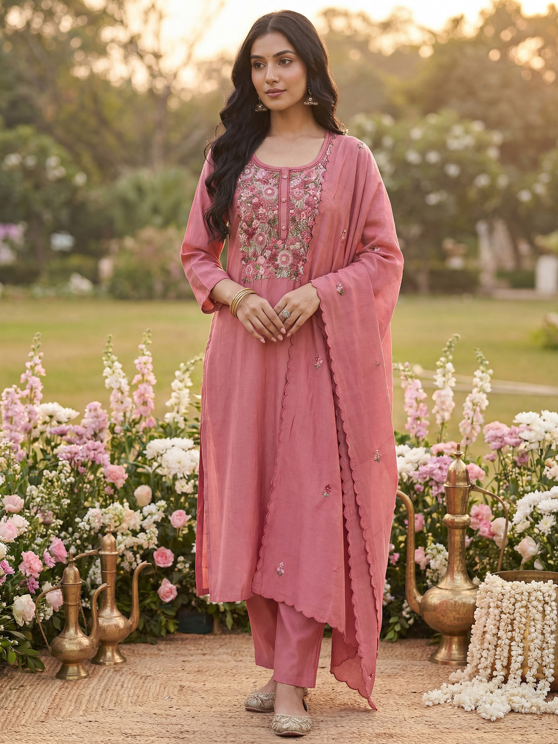 Image of Indo Era Women Kurta Pant Dupatta Set